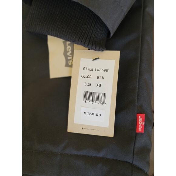 Levi's Black Arctic Cloth Shortie Parka Jacket with Faux Fur Hood Women's XS NWT - Picture 15 of 15